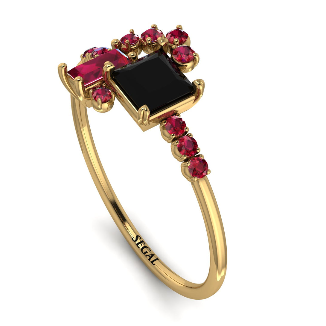 Princess Cut Mix Black Diamond Ring - Mya No. 52