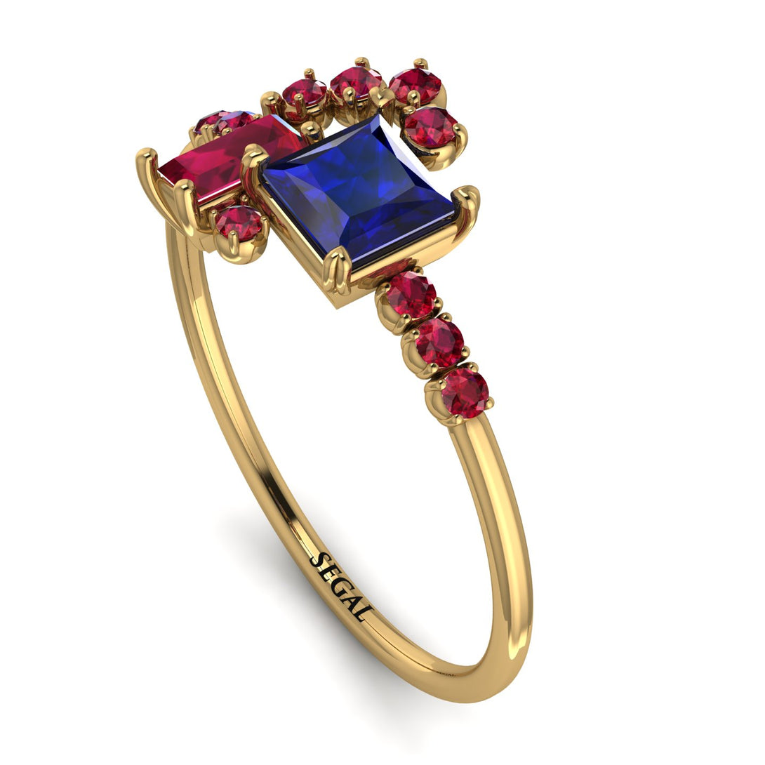 Princess Cut Mix Sapphire Ring - Mya No. 58