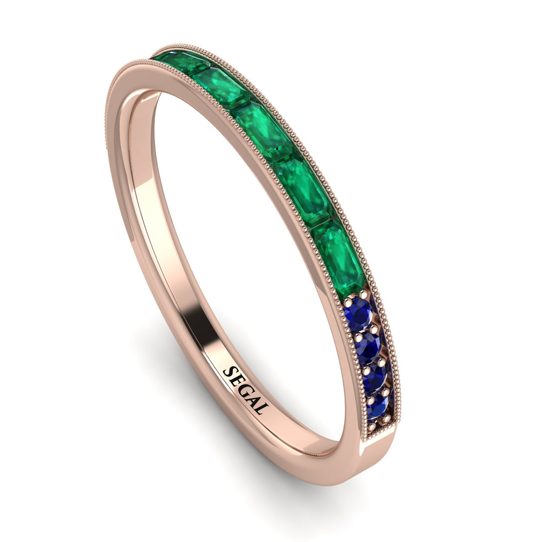 Emerald Cut Emerald Milgrain Eternity Ring - Teagan No. 65