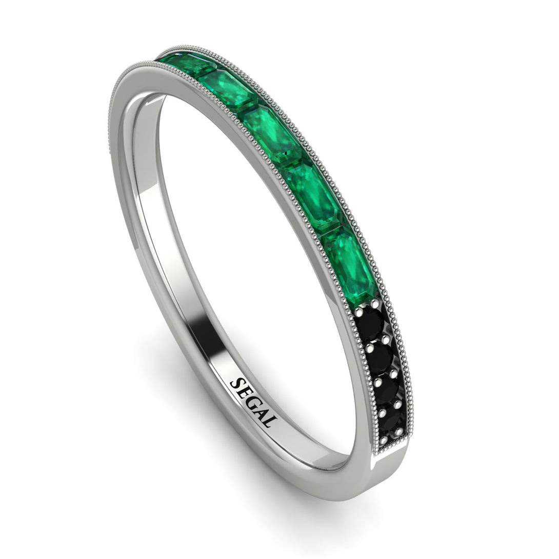 Emerald Cut Emerald Milgrain Eternity Ring - Teagan No. 36