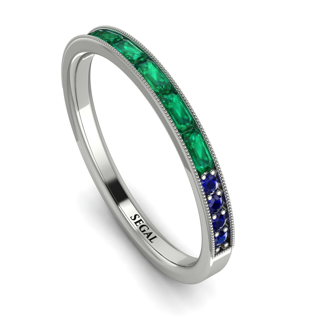 Emerald Cut Emerald Milgrain Eternity Ring - Teagan No. 66
