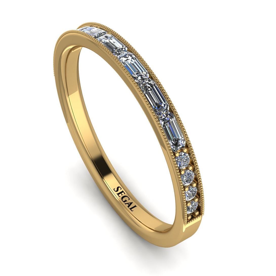 Emerald Cut Diamond Milgrain Eternity Ring - Teagan No. 1