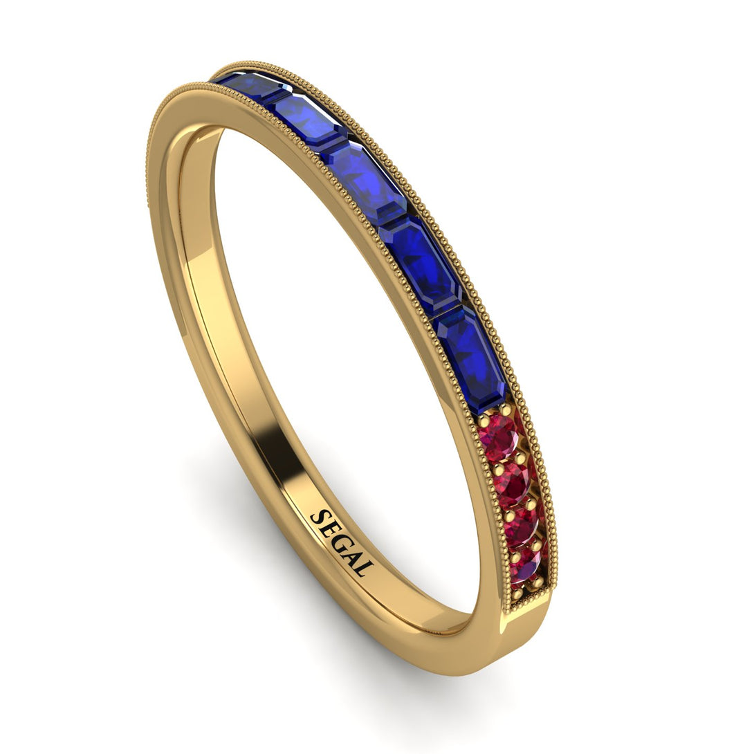Emerald Cut Sapphire Milgrain Eternity Ring - Teagan No. 58