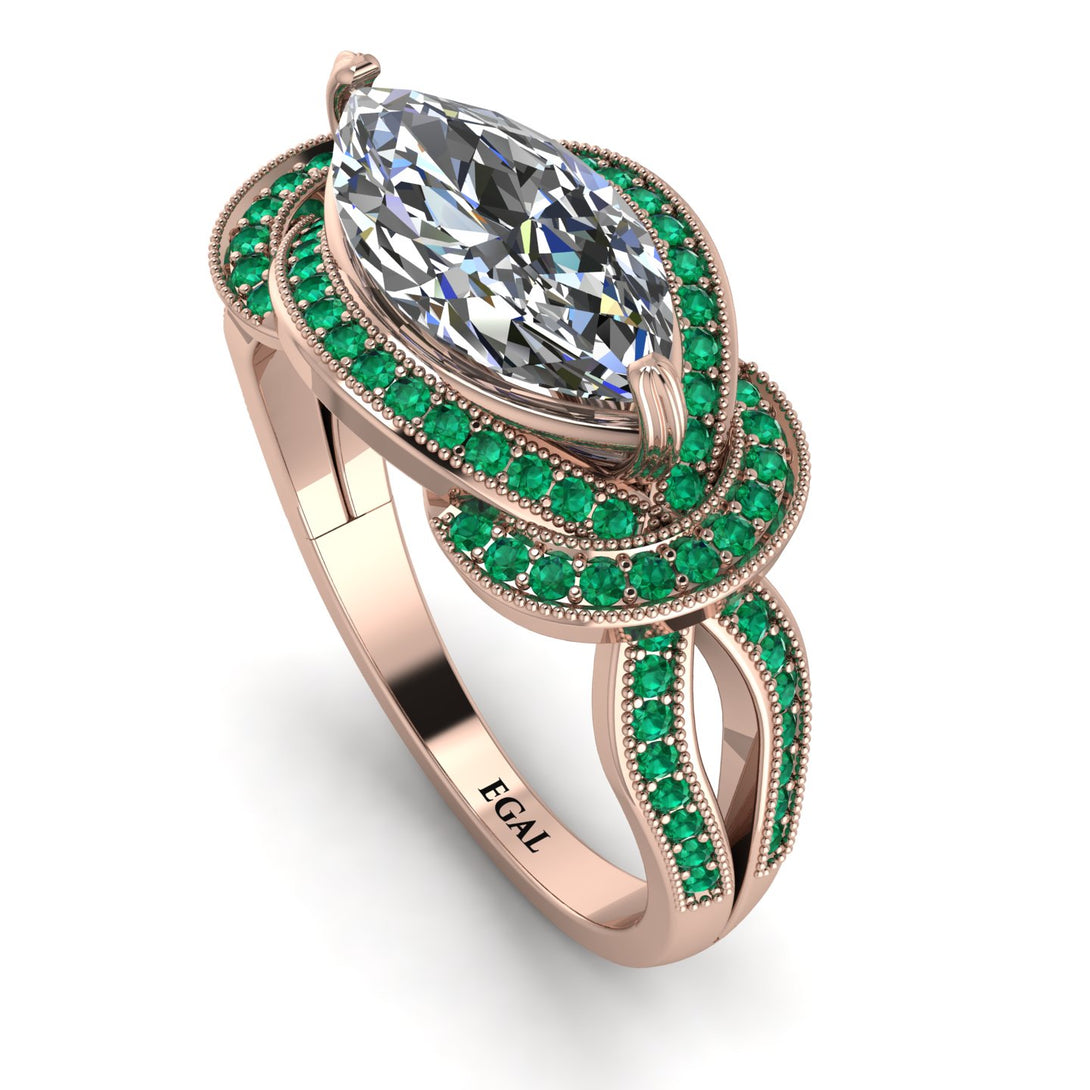 Milgrain Marquise Diamond Engagement Ring - Marley No. 17