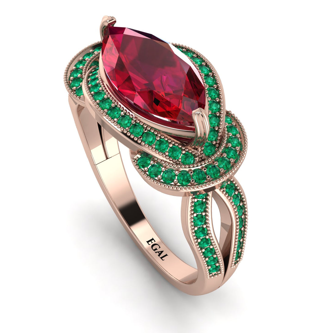Milgrain Marquise Ruby Engagement Ring - Marley No. 26