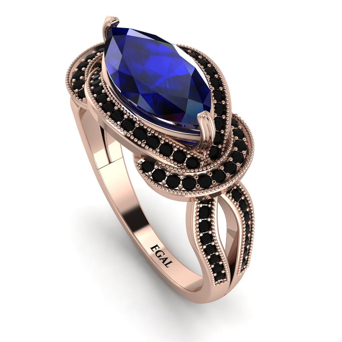 Milgrain Marquise Sapphire Engagement Ring - Marley No. 44