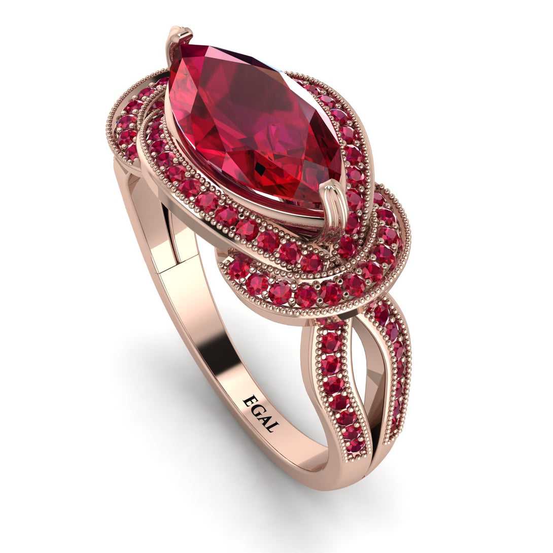 Milgrain Marquise Ruby Engagement Ring - Marley No. 56