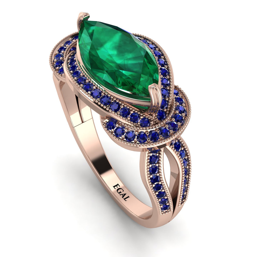 Milgrain Marquise Emerald Engagement Ring - Marley No. 65