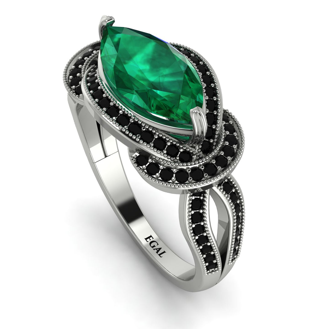 Milgrain Marquise Emerald Engagement Ring - Marley No. 36