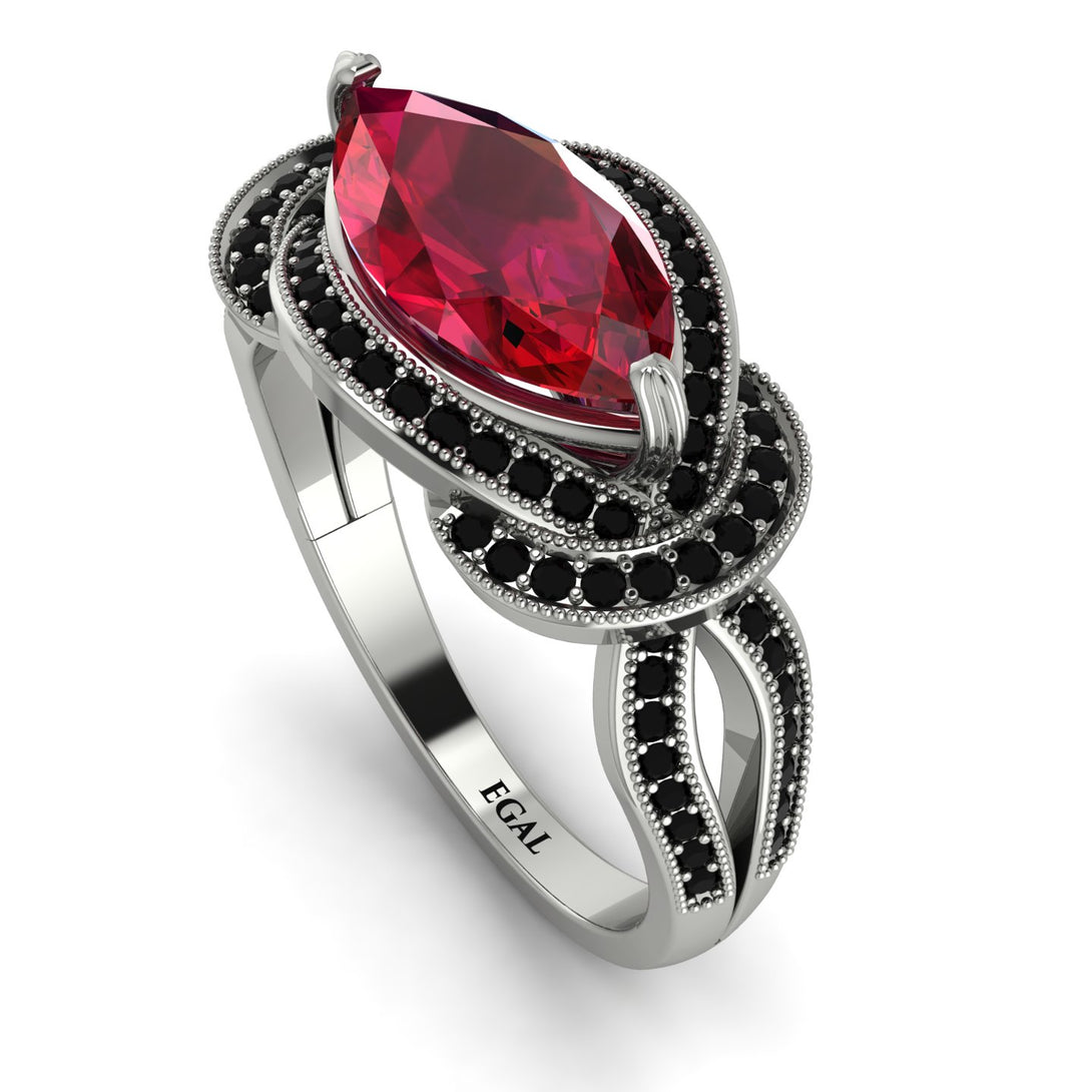 Milgrain Marquise Ruby Engagement Ring - Marley No. 42