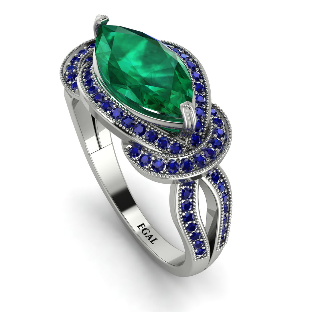 Milgrain Marquise Emerald Engagement Ring - Marley No. 66