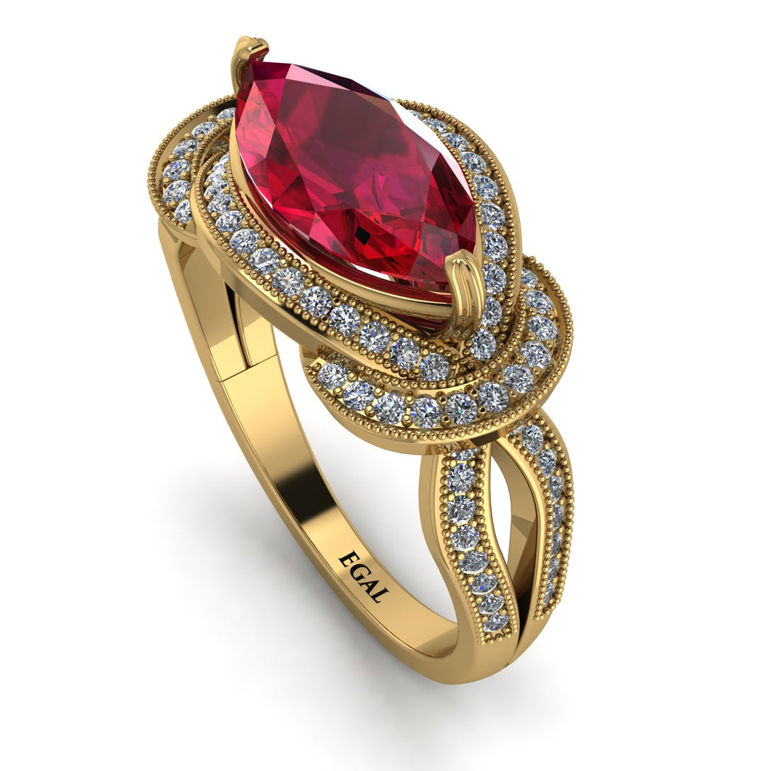 Milgrain Marquise Ruby Engagement Ring - Marley No. 10