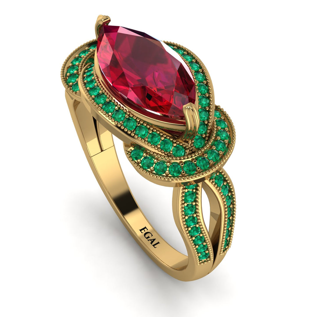 Milgrain Marquise Ruby Engagement Ring - Marley No. 25