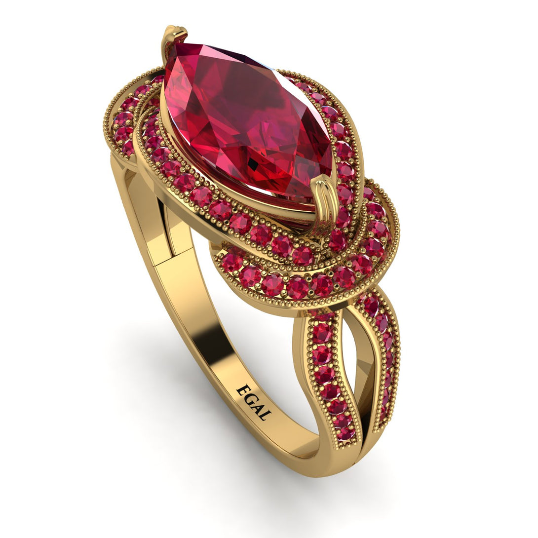 Milgrain Marquise Ruby Engagement Ring - Marley No. 55