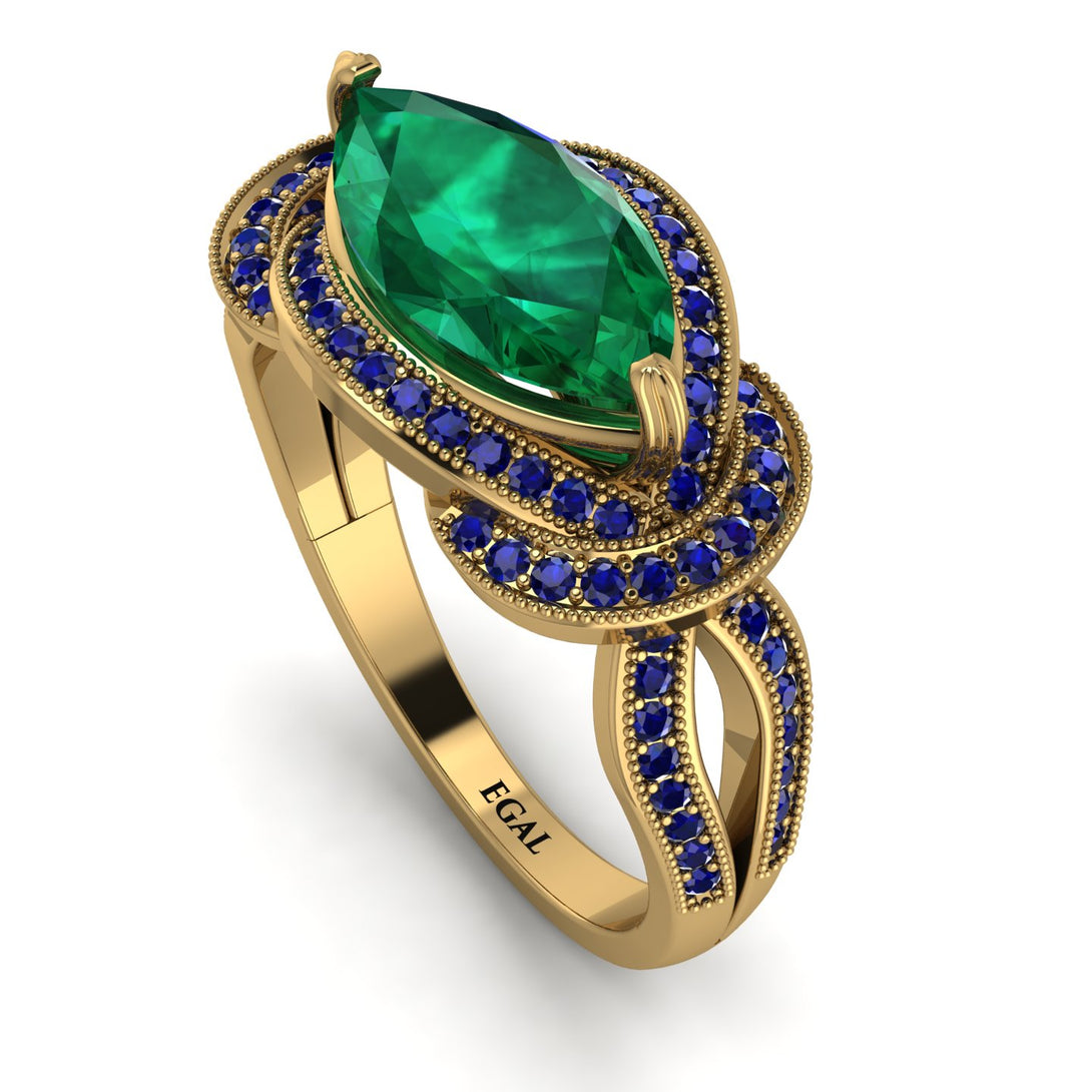 Milgrain Marquise Emerald Engagement Ring - Marley No. 64