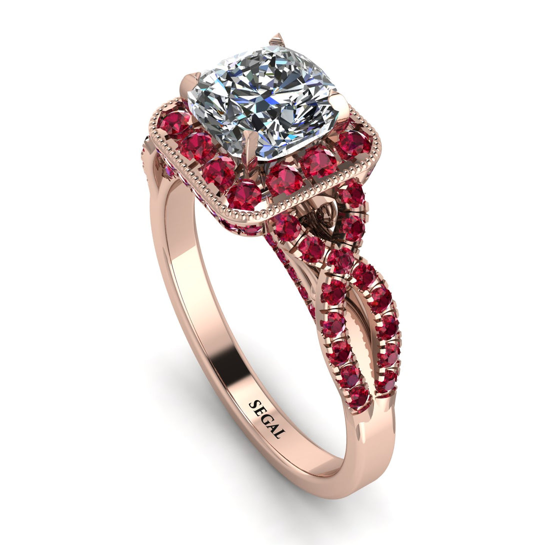 Cushion Cut Diamond Milgrain Engagement Ring - Adelyn No. 47