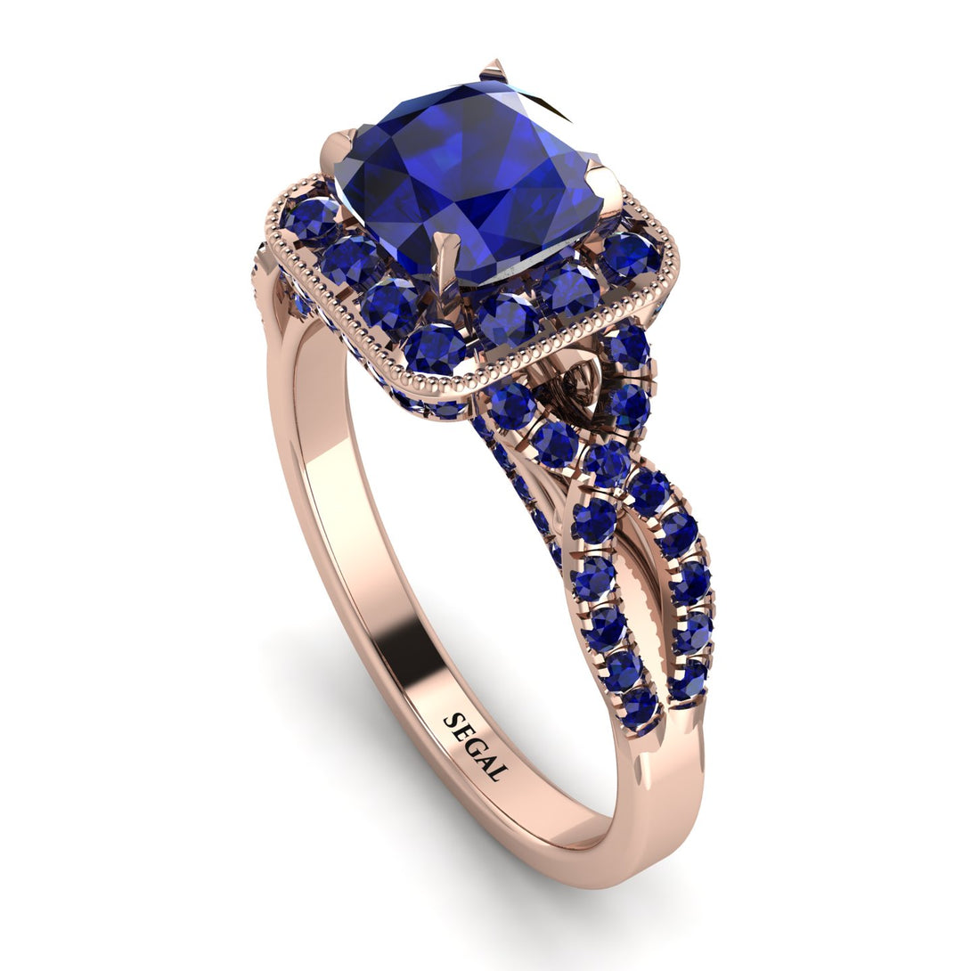 Cushion Cut Sapphire Milgrain Engagement Ring - Adelyn No. 74