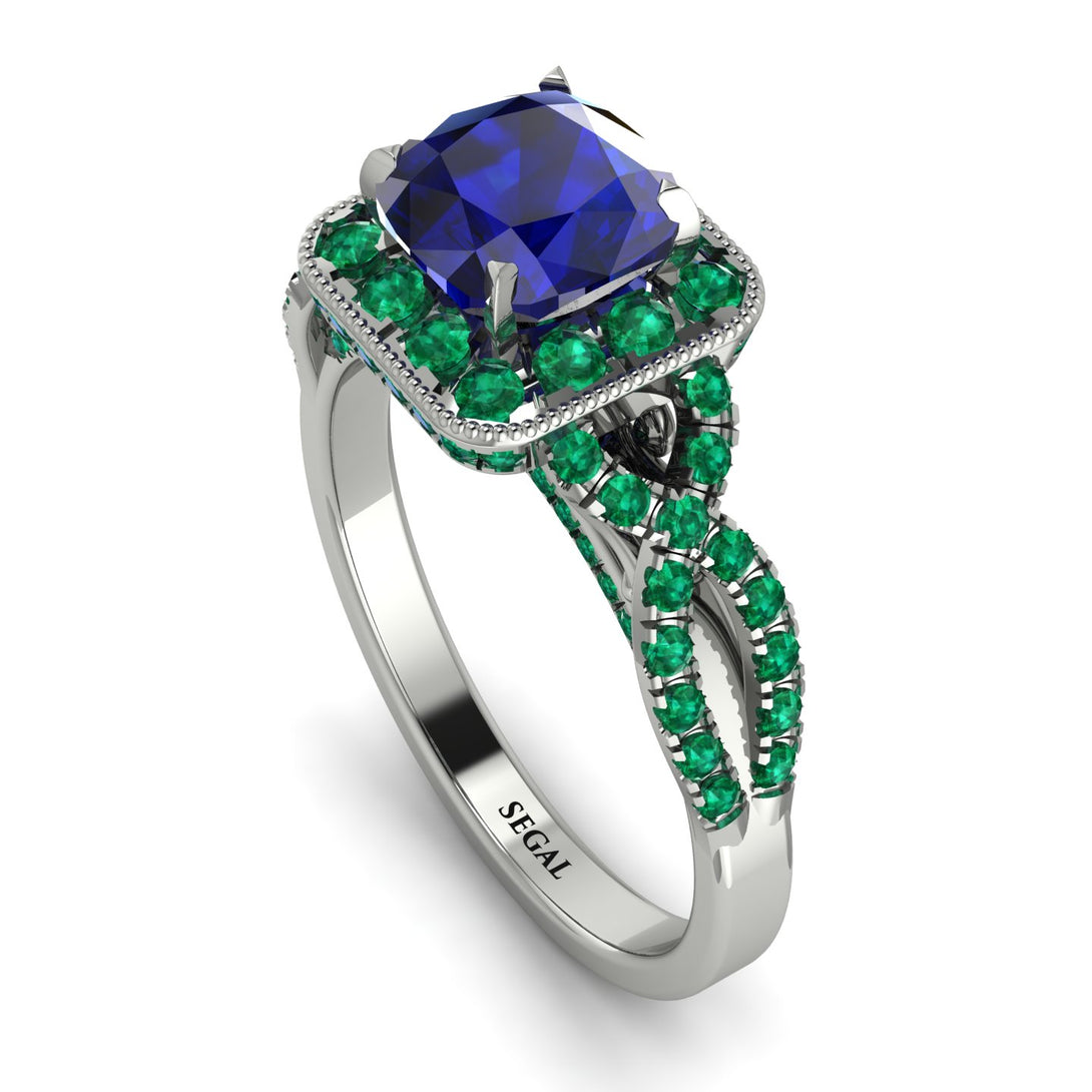 Cushion Cut Sapphire Milgrain Engagement Ring - Adelyn No. 30