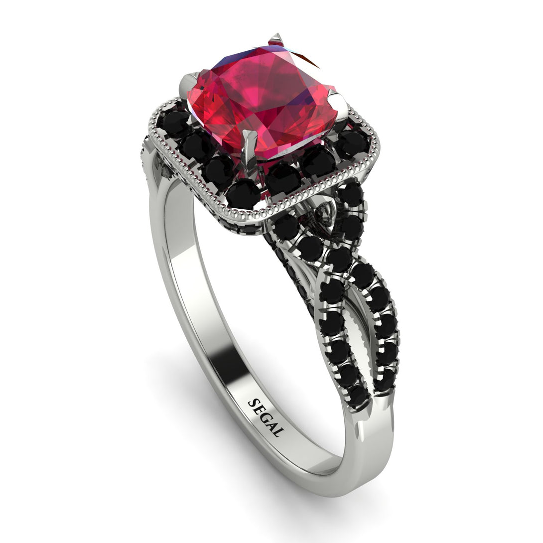 Cushion Cut Ruby Milgrain Engagement Ring - Adelyn No. 42