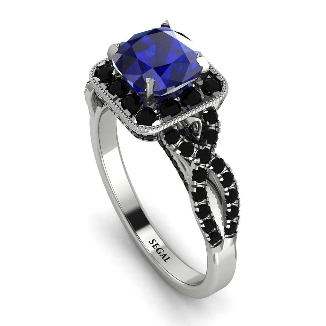 Cushion Cut Sapphire Milgrain Engagement Ring - Adelyn No. 45