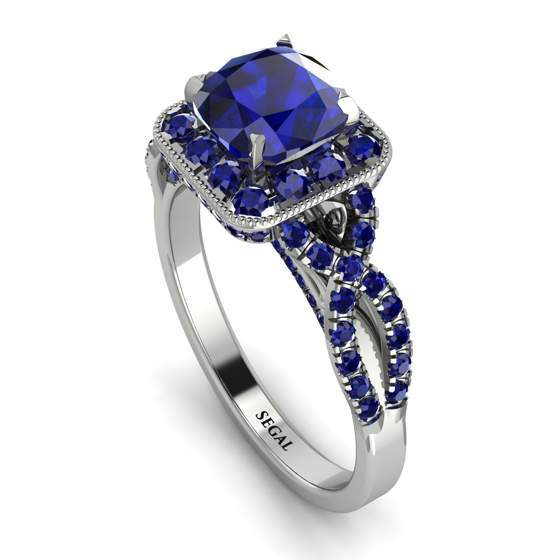 Cushion Cut Sapphire Milgrain Engagement Ring - Adelyn No. 75