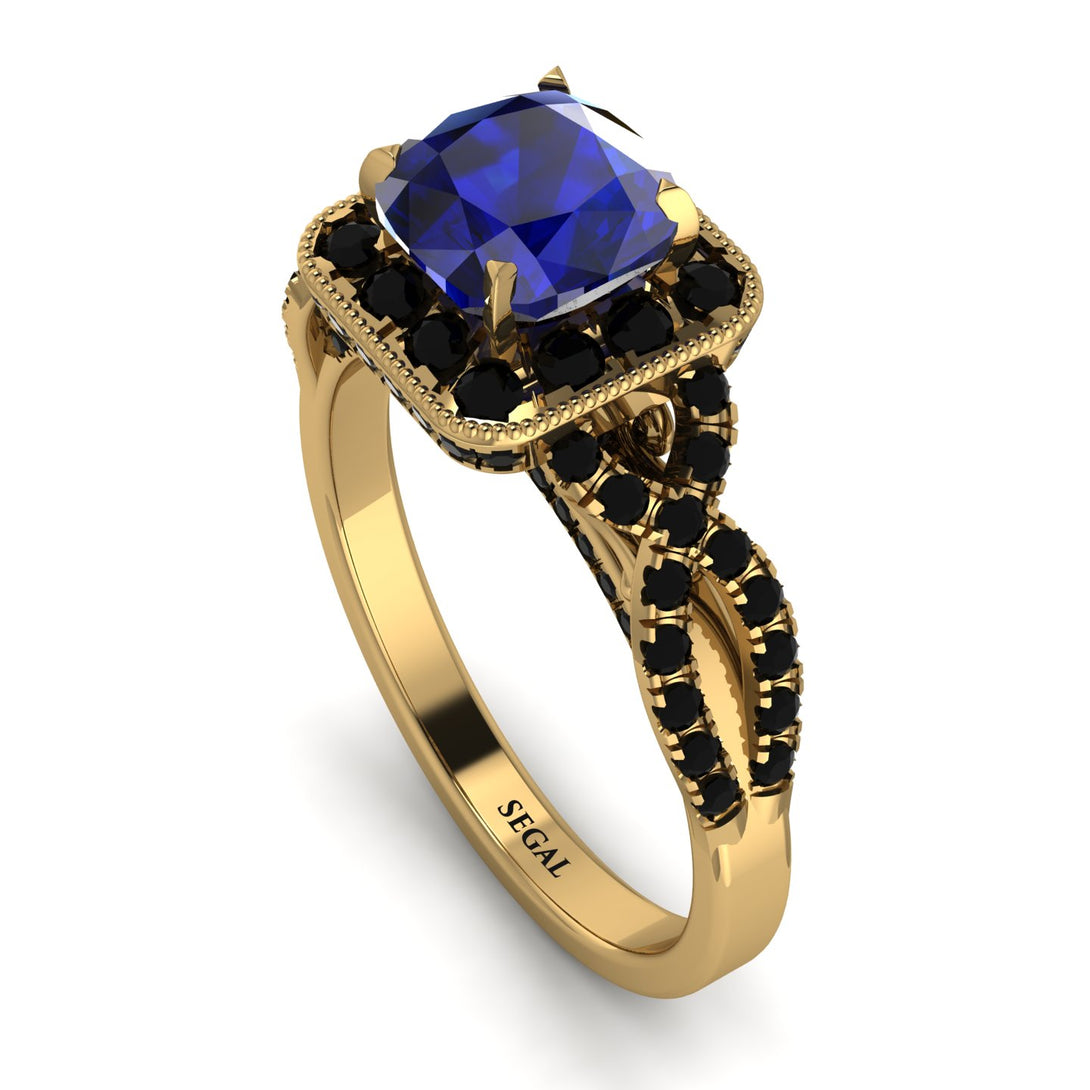 Cushion Cut Sapphire Milgrain Engagement Ring - Adelyn No. 43