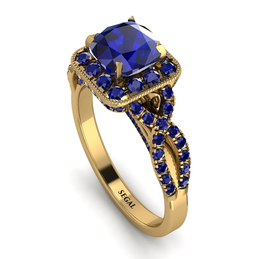 Cushion Cut Sapphire Milgrain Engagement Ring - Adelyn No. 73