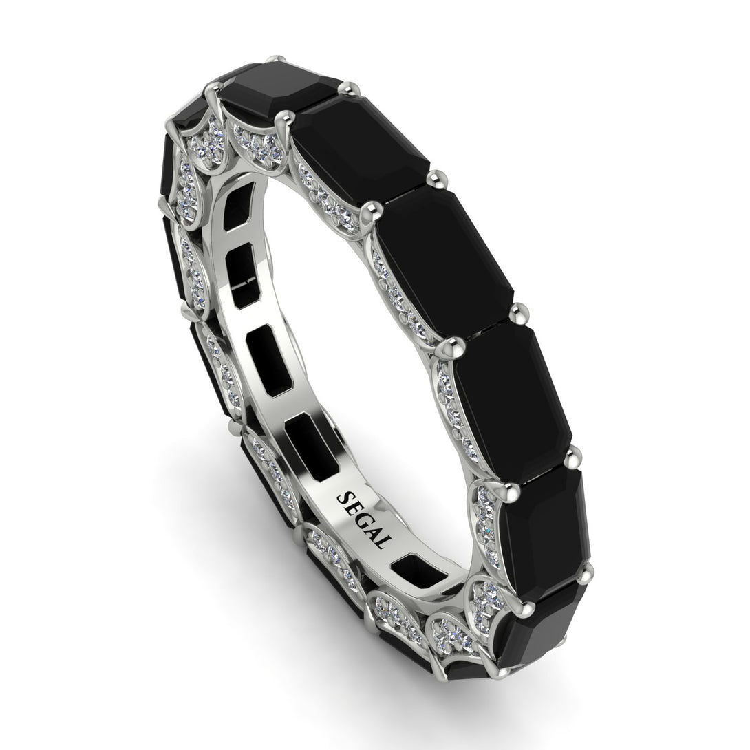 Eternity Emerald Hidden Black Diamonds Band - Ember No. 9