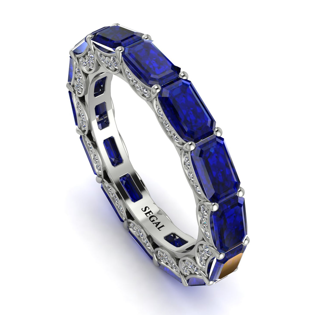 Eternity Emerald Hidden Sapphires Band - Ember No. 15
