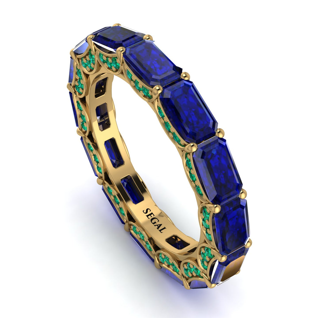 Eternity Emerald Hidden Sapphires Band - Ember No. 28