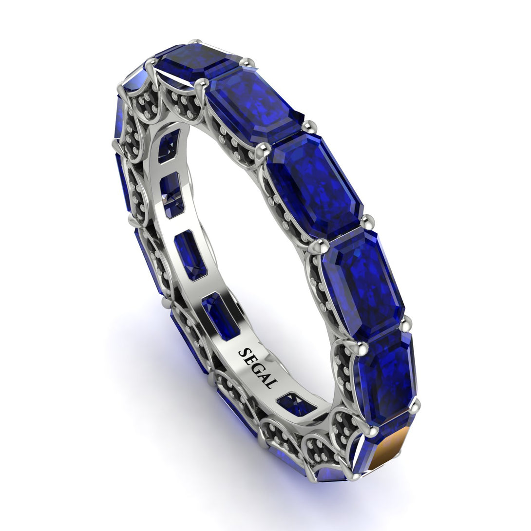 Eternity Emerald Hidden Sapphires Band - Ember No. 45