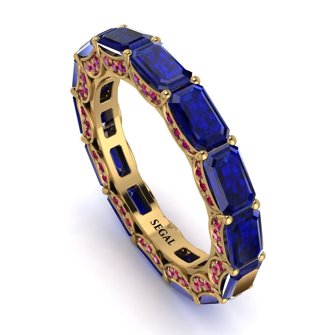 Eternity Emerald Hidden Sapphires Band - Ember No. 58