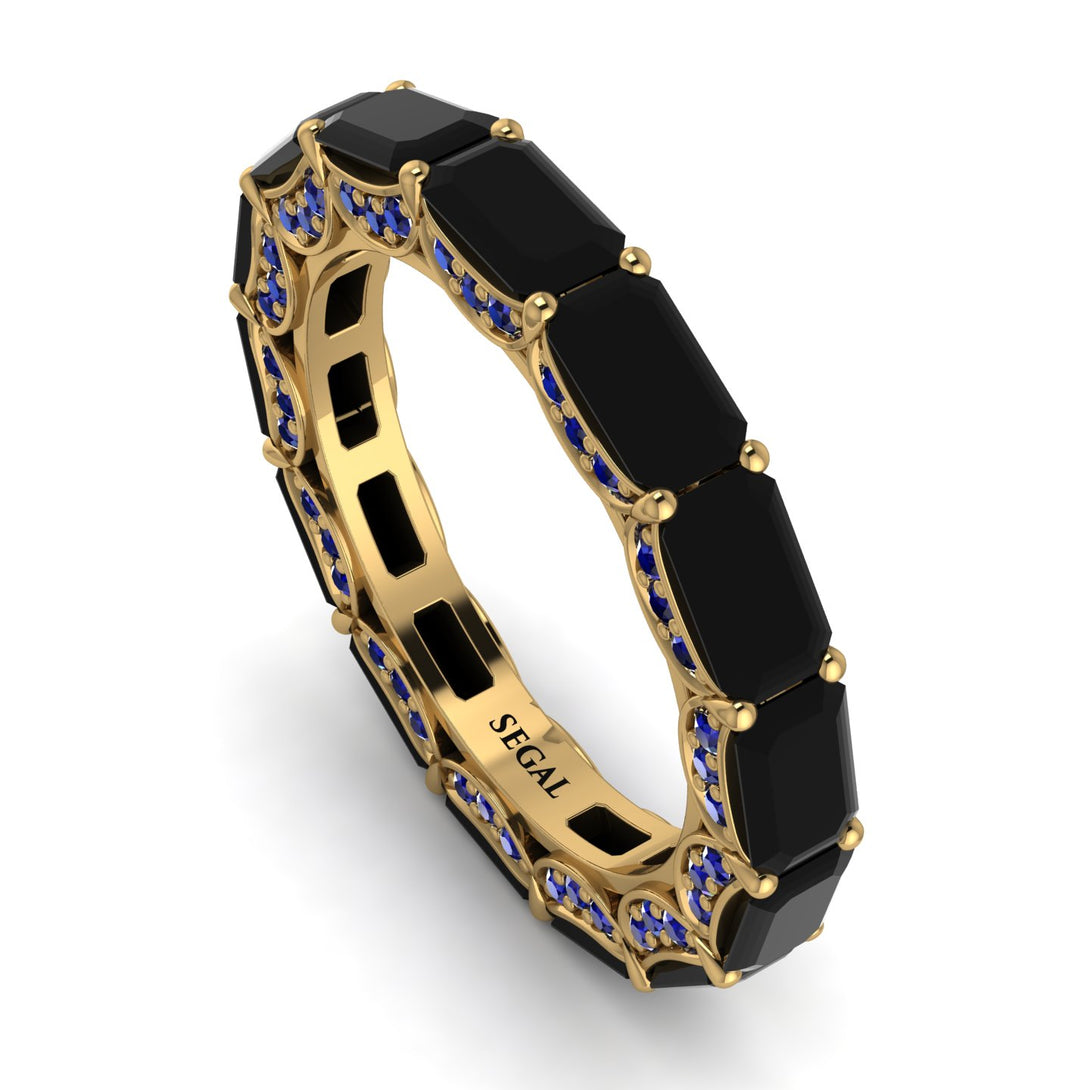 Eternity Emerald Hidden Black Diamonds Band - Ember No. 67