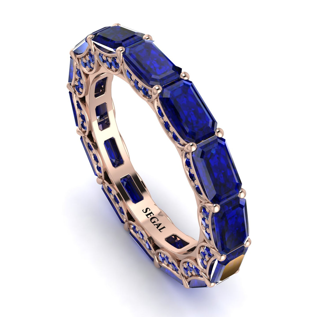 Eternity Emerald Hidden Sapphires Band - Ember No. 74