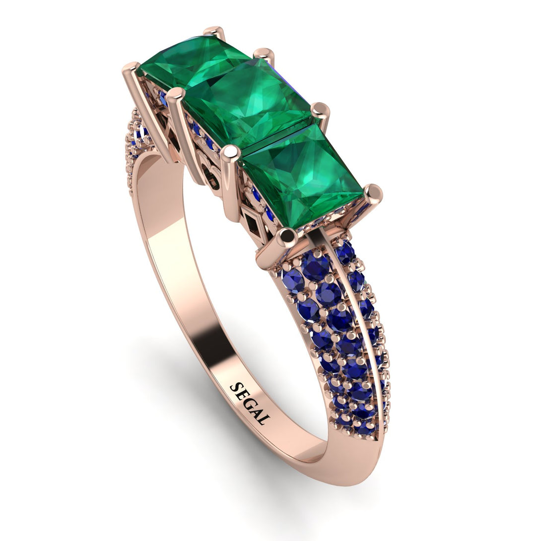 3 Stones Princess Emerald Ring - Rebecca No. 65