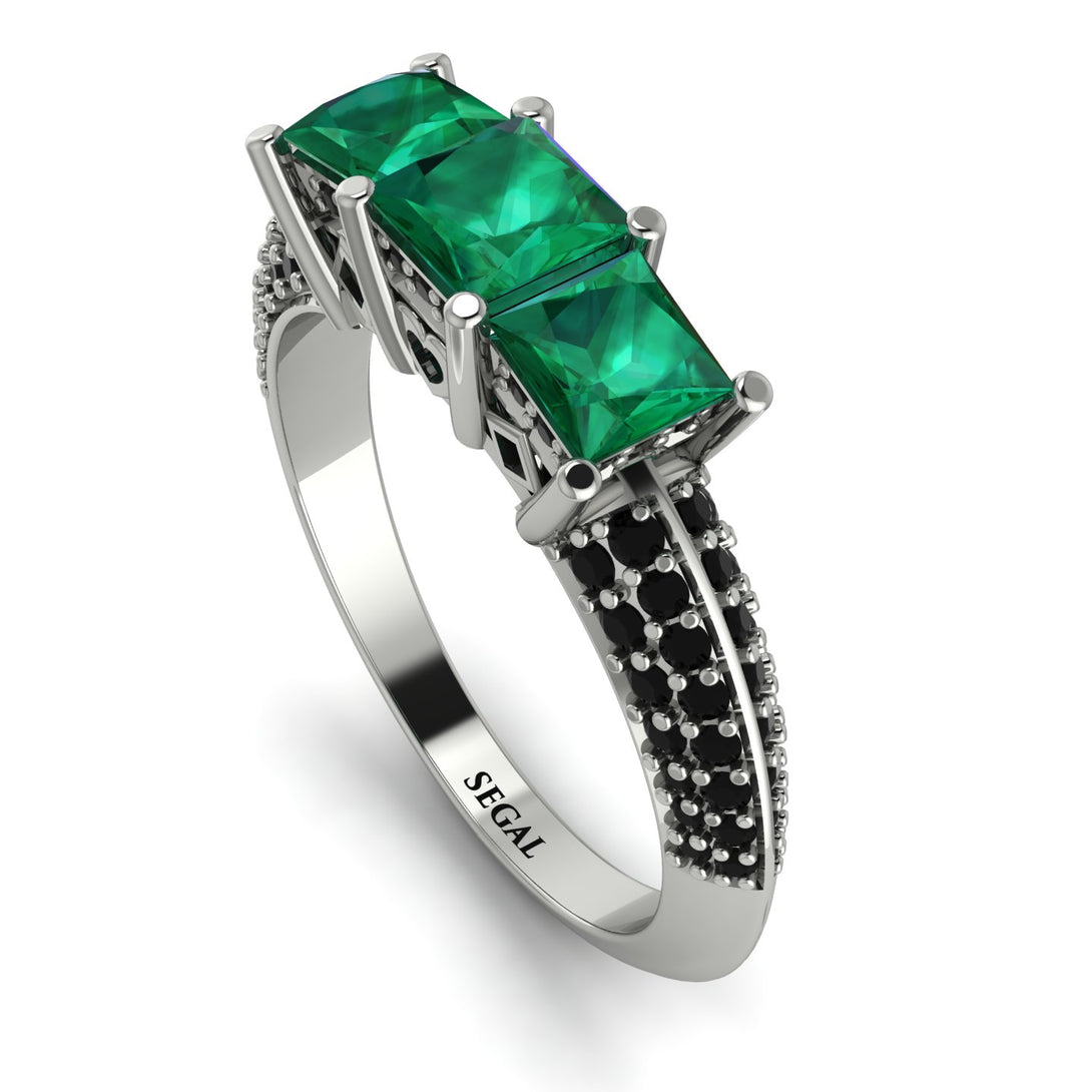 3 Stones Princess Emerald Ring - Rebecca No. 36