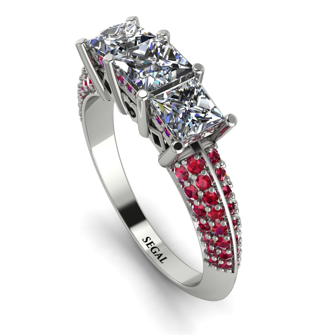 3 Stones Princess Diamond Ring - Rebecca No. 48