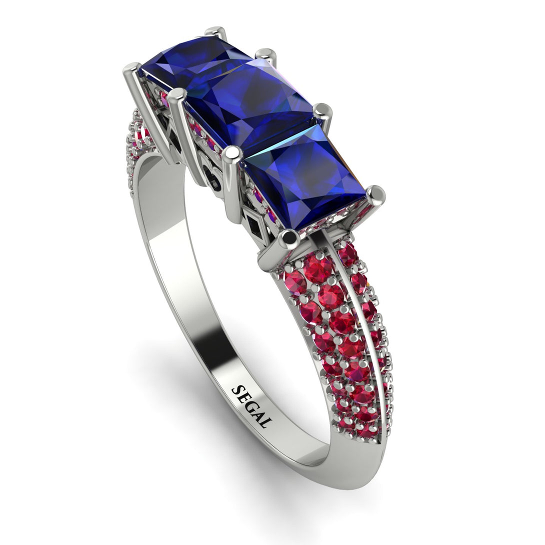 3 Stones Princess Sapphire Ring - Rebecca No. 60