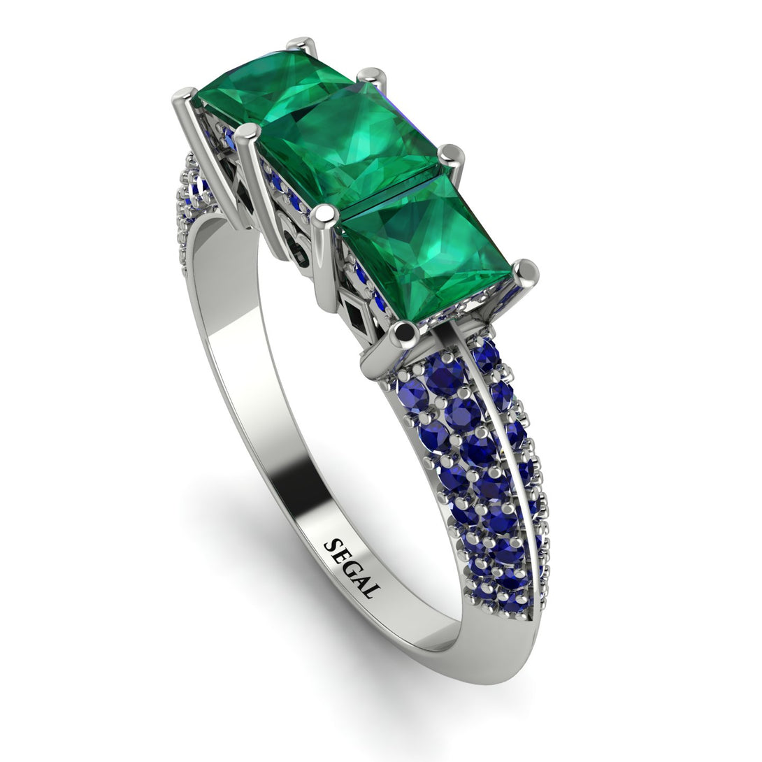 3 Stones Princess Emerald Ring - Rebecca No. 66