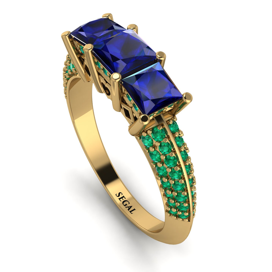 3 Stones Princess Sapphire Ring - Rebecca No. 28