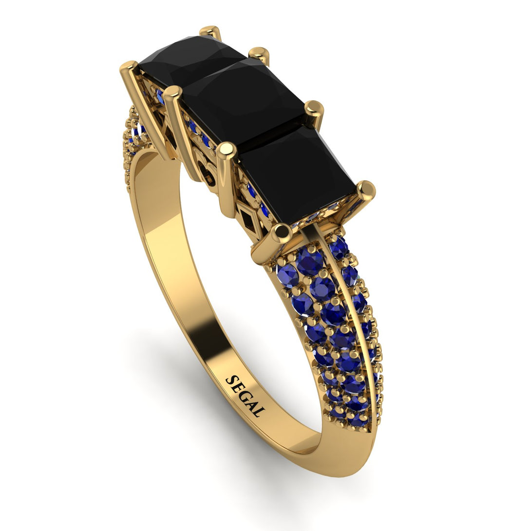 3 Stones Princess Black Diamond Ring - Rebecca No. 67