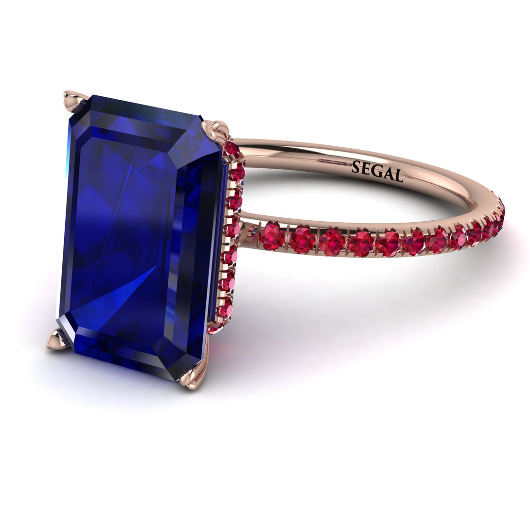Hidden Halo Emerald Cut Sapphire Engagement Ring - Melodi No. 59