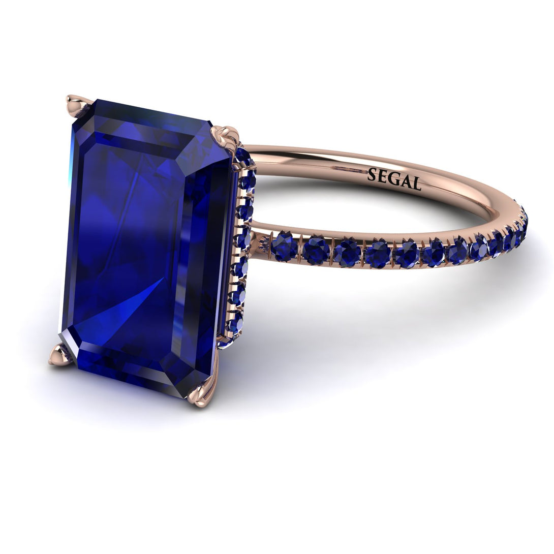 Hidden Halo Emerald Cut Sapphire Engagement Ring - Melodi No. 74