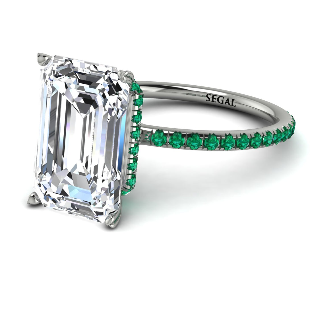 Hidden Halo Emerald Cut Diamond Engagement Ring - Melodi No. 18