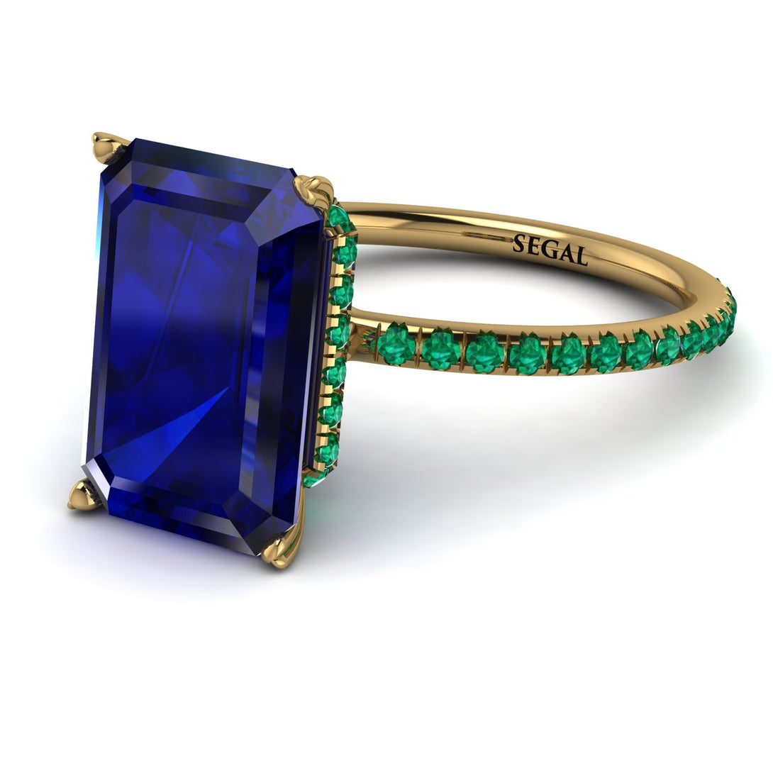 Hidden Halo Emerald Cut Sapphire Engagement Ring - Melodi No. 28