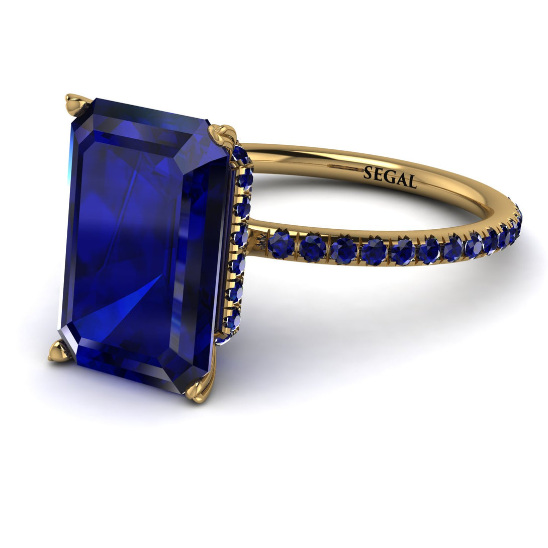 Hidden Halo Emerald Cut Sapphire Engagement Ring - Melodi No. 73