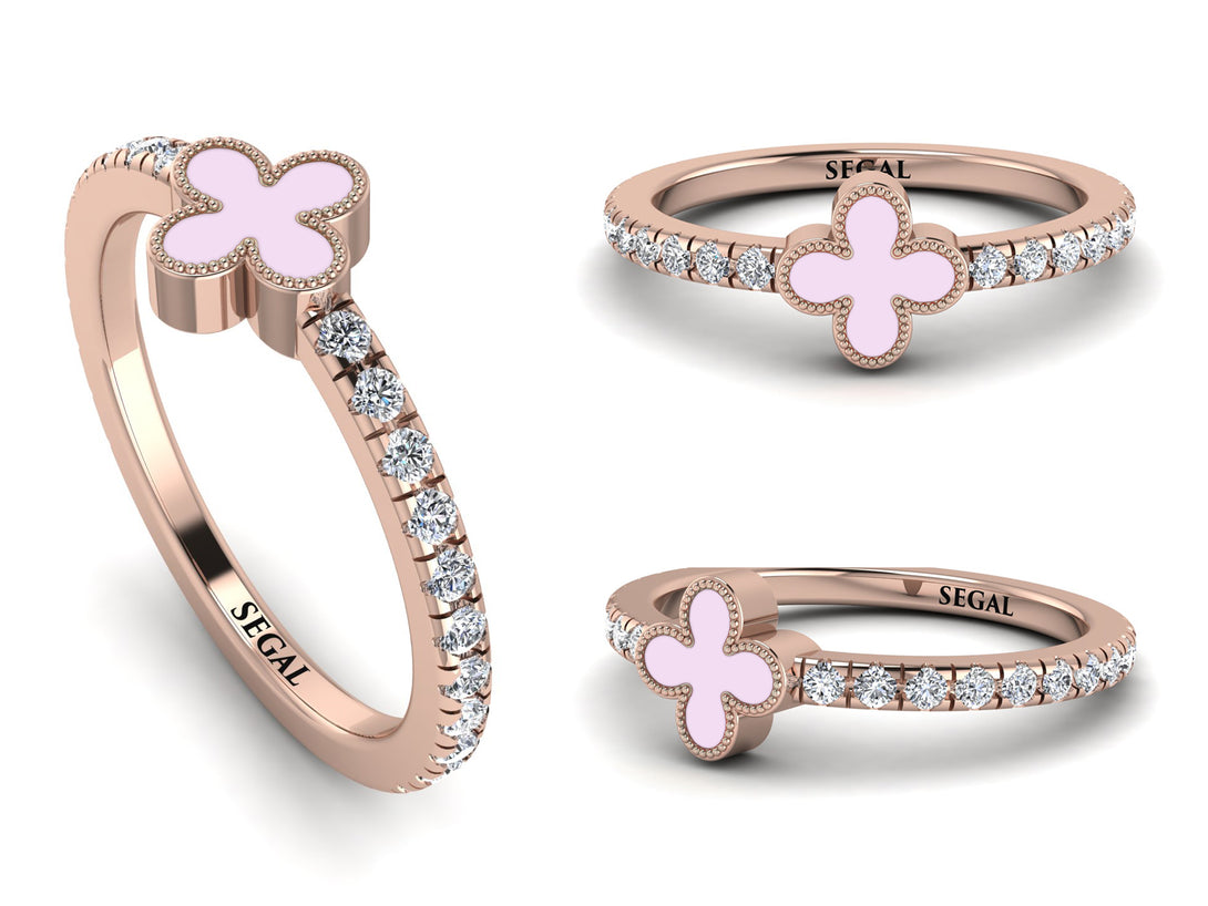 Elegant Enamel Clover Diamond Ring - Clover No. 2