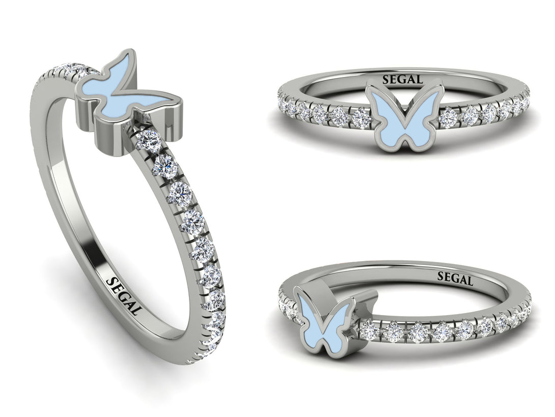 Elegant Enamel Butterfly Diamond Ring - Butterfly No. 3