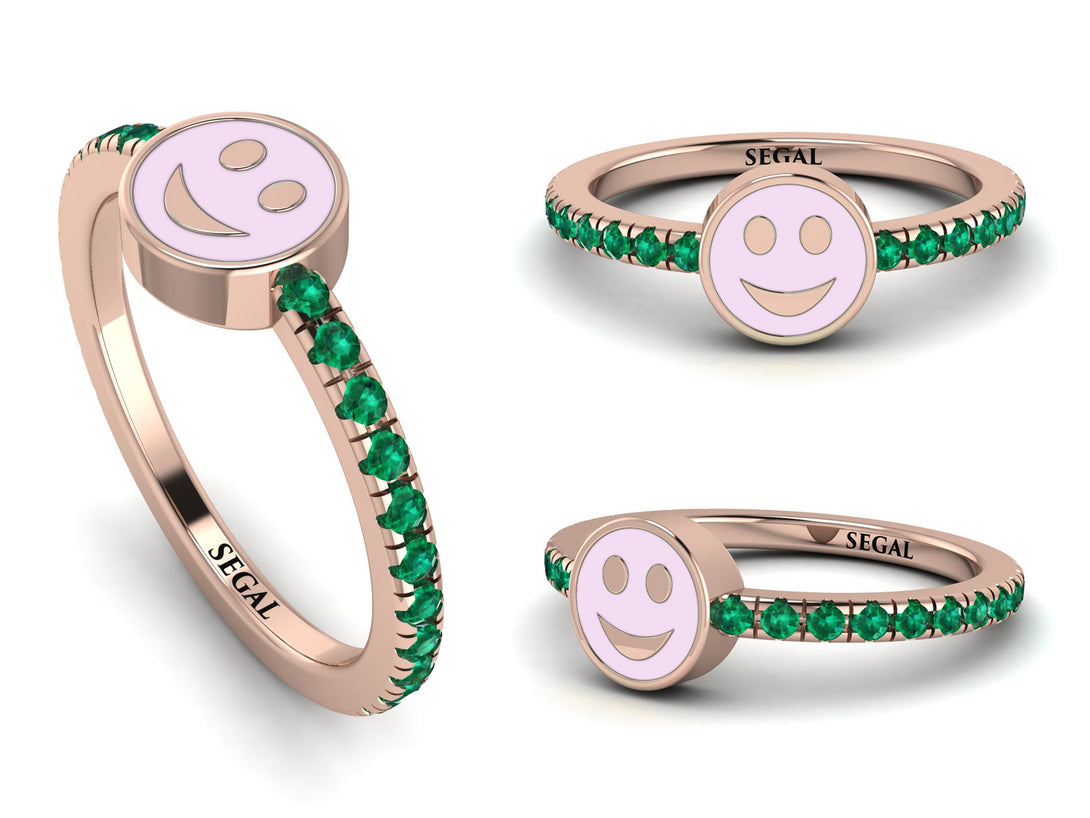 Elegant Enamel Smile Emerald Ring - Smile No. 5