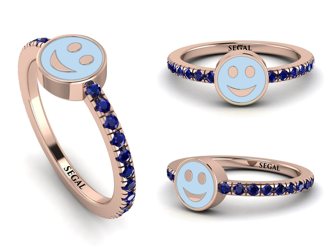 Elegant Enamel Smile Sapphire Ring - Smile No. 14